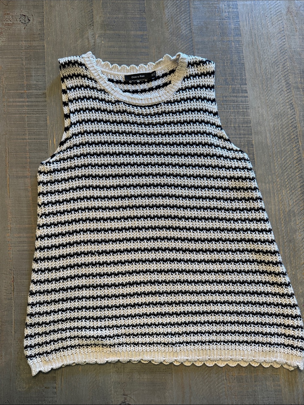 Doe & Rae Black and White Striped Knit Tank